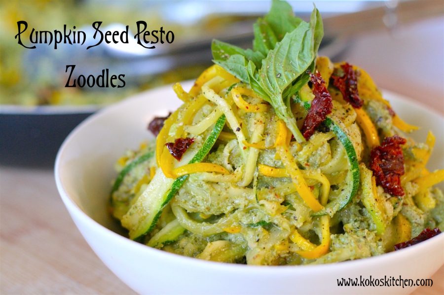 Pumpkin Seed Pesto Zoodles Koko S Kitchen