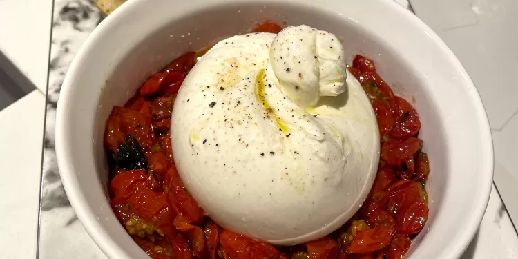 Slow Roasted Cherry Tomatoes with Burrata